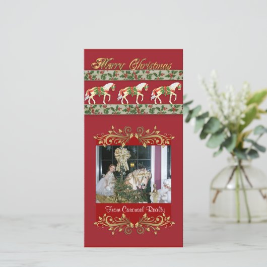 Karussell Weihnachtskarte Feiertagskarte (Stehend Vorderseite)