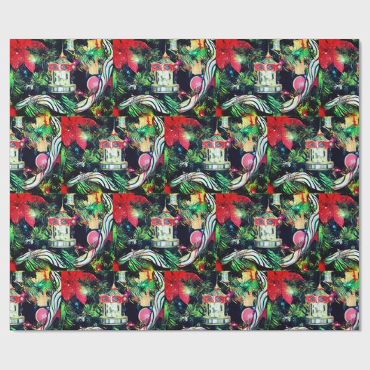 Karussell Weihnachtsschmuck Weihnachtswrapping Pap Geschenkpapier (Flach)