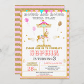 Karussellgeburt Einladung Karneval Park Party (Vorne/Hinten)