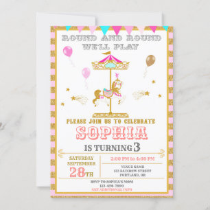 Karussellgeburt Einladung Karneval Park Party