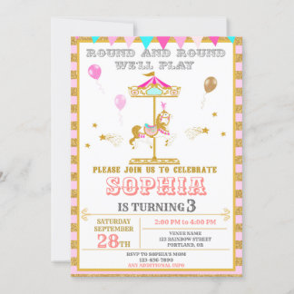 Karussellgeburt Einladung Karneval Park Party