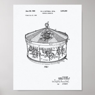 Karussellmechanismus 1965 Patent Fachpapier Weiß Poster