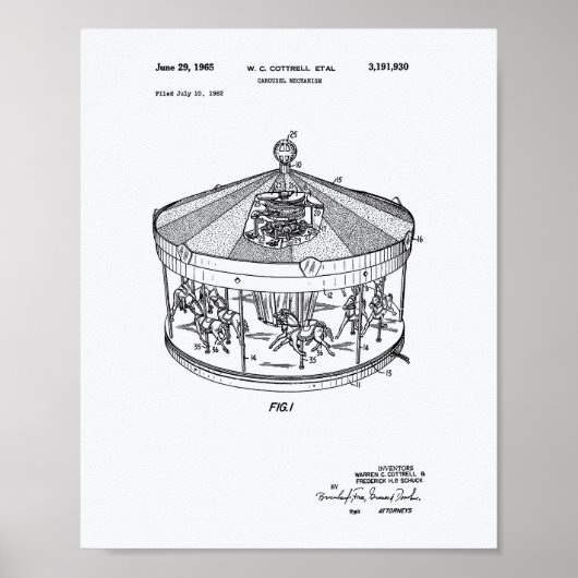 Karussellmechanismus 1965 Weißbuch über Patentkuns Poster (Vorne)