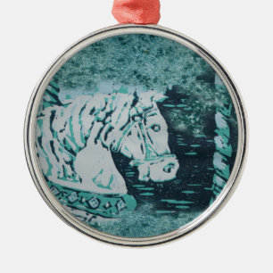 Karussellpferd Aquamarin Silbernes Ornament