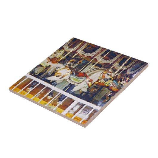 Karussellpferd im Öl Fliese (Seite)