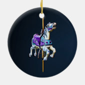 Karussellpferd in Lavender und Blau Keramik Ornament (Hinten)