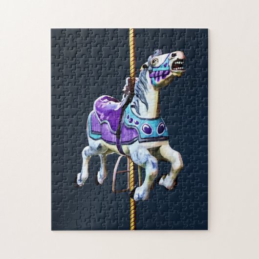 Karussellpferd in Lavender und Blau Puzzle (Vertikal)