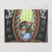 Karussellpferd in Mirror Schwarz-weiß Postkarte (Vorderseite)