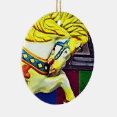 Karussellpferd mit gelber Mähne Keramik Ornament (Rechts)