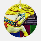 Karussellpferd mit gelber Mähne Keramik Ornament (Hinten)
