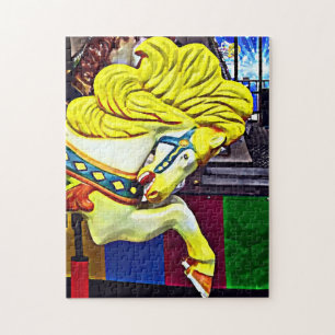 Karussellpferd mit gelber Mähne Puzzle