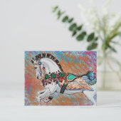 Karussellpferd Postkarte - farbenfrohe Mergo Runde (Stehend Vorderseite)