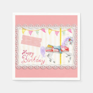 Karussellpferd (rosa) Geburtstag Serviette