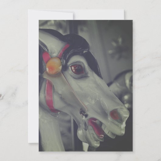 Karussellpferd Schwarz-Weiß-Party Einladung (Rückseite)