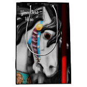 Karussellpferd Schwarzweiß und Weiß Personalisiert Mittlere Geschenktüte (Vorderseite)