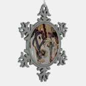 Karussellpferde Schneeflocken Zinn-Ornament (Links)