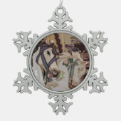 Karussellpferde Schneeflocken Zinn-Ornament (Vorderseite)