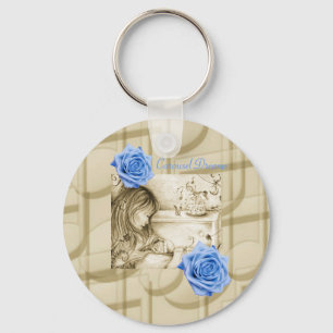 Karussellträume Blaue Rose Vintage-Tastenanhänger Schlüsselanhänger