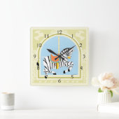 KarussellZebra bis Juni Heidekraut Vess Quadratische Wanduhr (Zuhause)