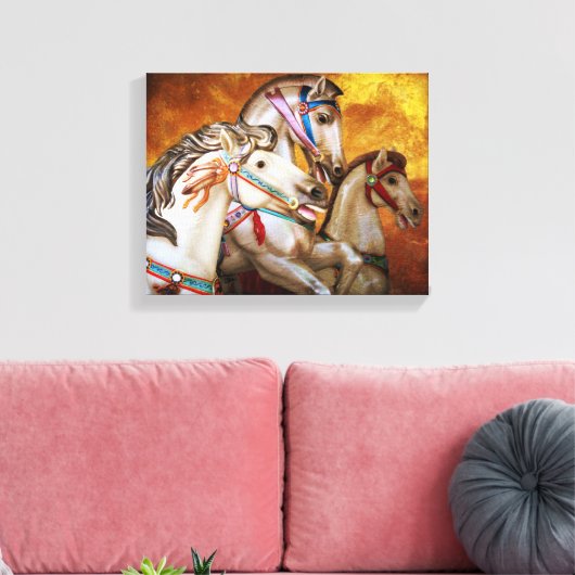 Karusselpferde auf gestreckter Leinwand (Insitu (Wohnzimmer))