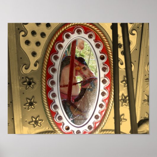 Karusselpferde in Mirror Sepia teilweise Farbe Poster (Vorne)