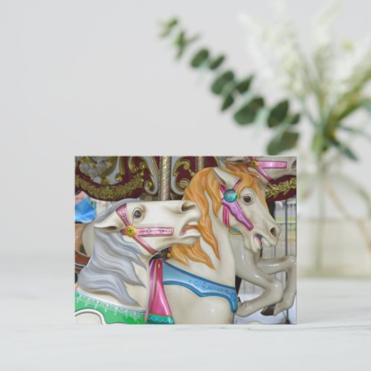 Karusselpferde Postkarte (Stehend Vorderseite)