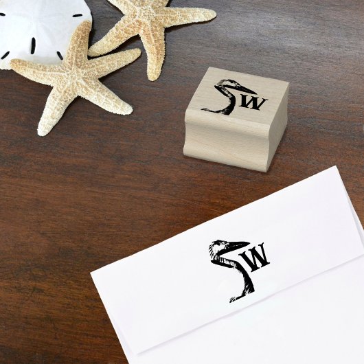 Karved Heron Coastal Monogram Gummistempel