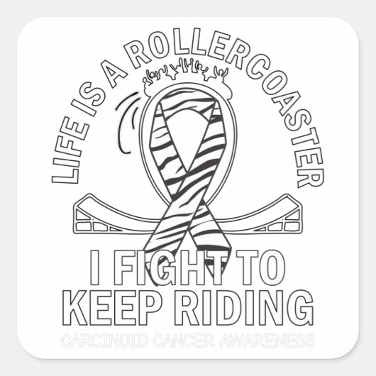 Karzinoid-Bewusstsein zebra druckband Quadratischer Aufkleber (Vorderseite)