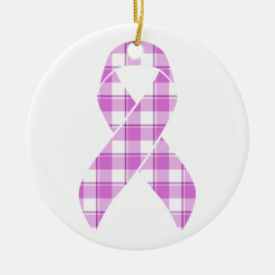 Karzinom-Bewusstseins-Karo-Lila-Band Keramik Ornament