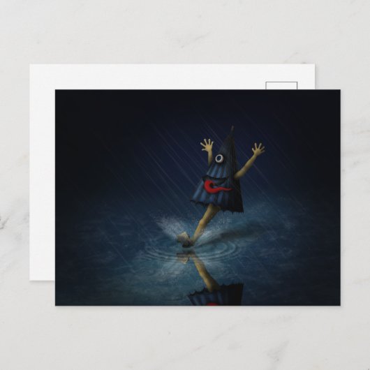 Kasa Obake Japanischer Regenschirm Ghost Rainy Day Postkarte (Vorne/Hinten)