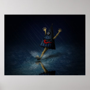 Kasa Obake Japanischer Regenschirmgeist an einem R Poster