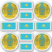 Kasachische Symbole / Wappen und Flagge Aufkleber (Vorderseite)