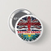 Kasachstan Britische Tree Roots-Flagge Button (Vorne & Hinten)