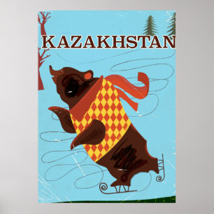 Kasachstan Cartoon Vintage-Reiseposter Poster