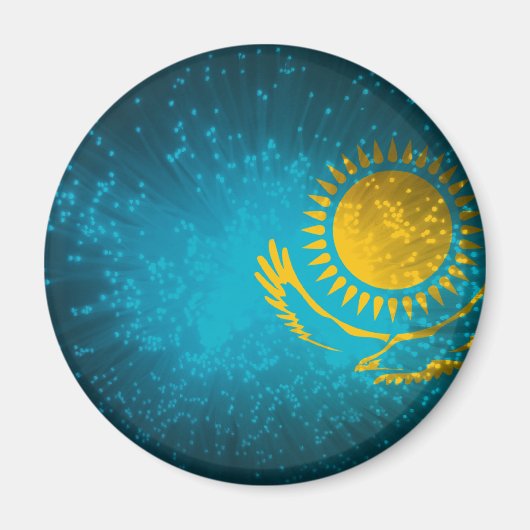 Kasachstan Flag Feuerwerk Magnet (Vorne)