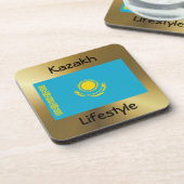 Kasachstan Flag+Text-Untersetzer Untersetzer (Linke Seite)