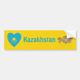 Kasachstan-Flagge Herz + Karte Aufkleber Autoaufkleber