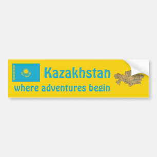 Kasachstan-Flagge + Karte Aufkleber Autoaufkleber