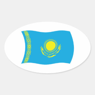 Kasachstan-Flaggen-Aufkleber Ovaler Aufkleber
