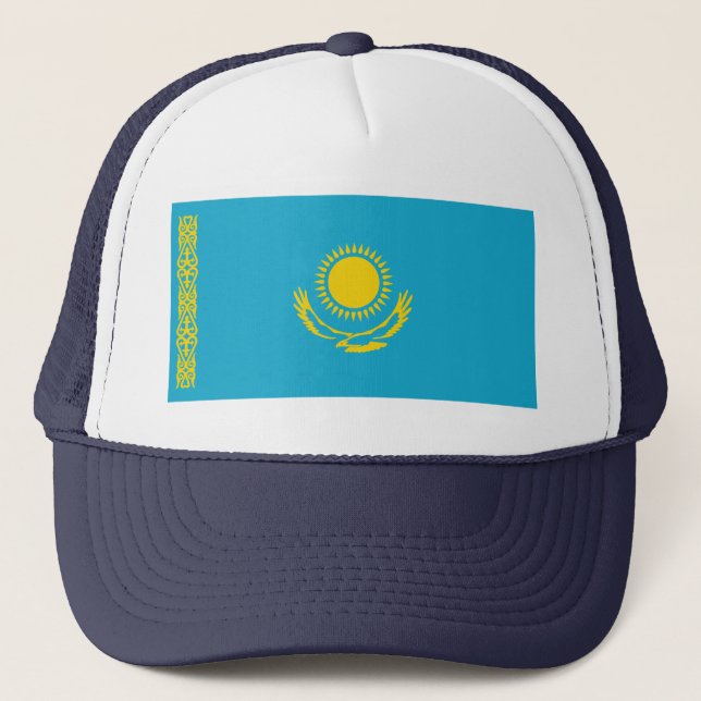Kasachstan-Flaggen-Hut Truckerkappe (Vorderseite)