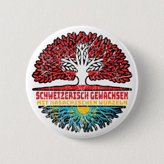 Kasachstan Kasachisch Schweizer Schweiz Baum Button (Vorderseite)