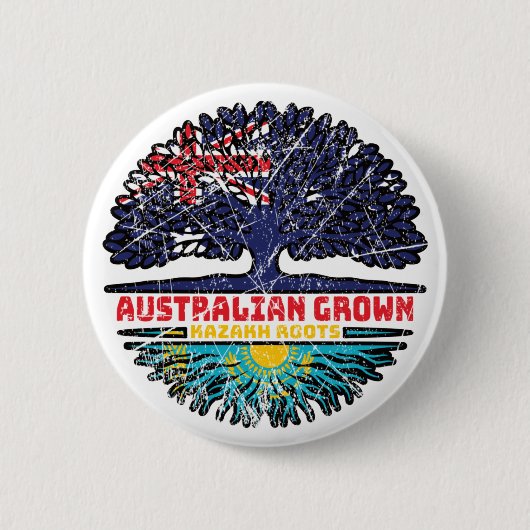 Kasachstan Kasachstan Australien Tree Roots Button (Vorderseite)