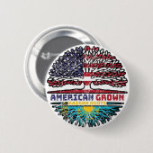 Kasachstan Kasachstan USA Tree Roots Flag Button (Vorne & Hinten)