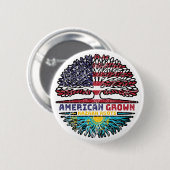 Kasachstan Kasachstan USA Tree Roots Flag Button (Vorne & Hinten)