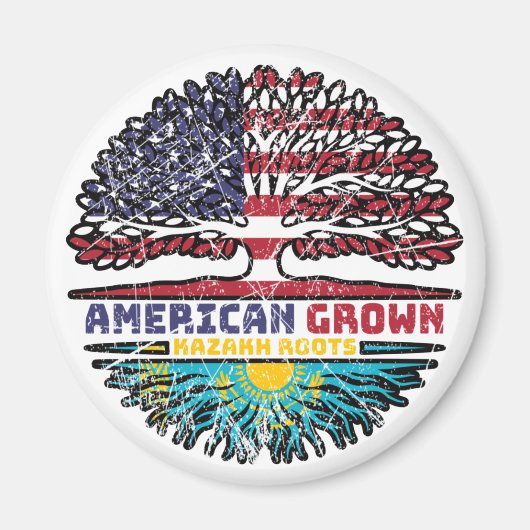 Kasachstan Kasachstan USA Tree Roots Flag Magnet (Vorne)
