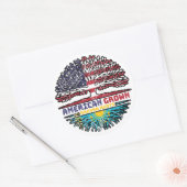 Kasachstan Kasachstan USA Tree Roots Flag Runder Aufkleber (Umschlag)