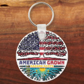 Kasachstan Kasachstan USA Tree Roots Flag Schlüsselanhänger (Rückseite)