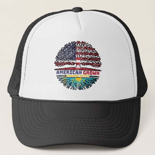 Kasachstan Kasachstan USA Tree Roots Flag Truckerkappe (Vorderseite)
