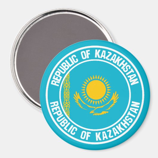 Kasachstan Runde Emblem Magnet (Vorderseite/Rückseite)