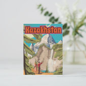 Kasachstan Vintage Travel Poster Postkarte (Stehend Vorderseite)